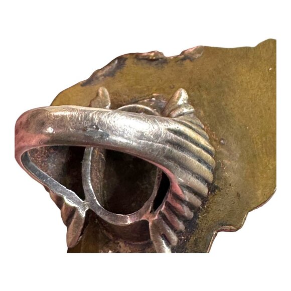 Antique  Art Nouveau Sterling Silver Womans Face Floral Flowers Statement Ring 6 - Picture 11 of 12